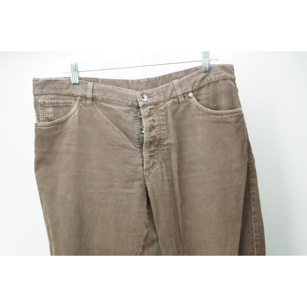 Brunello Cucinelli Brown Button Fly Corduroy 100% Cotton Pants Sz 52 EU